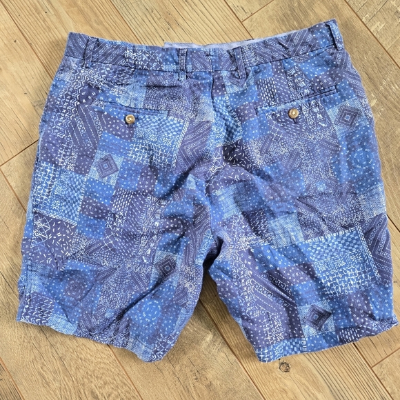 J. Mclaughlin Mens Size 36 Blue Patchwork Shorts - Picture 2 of 12